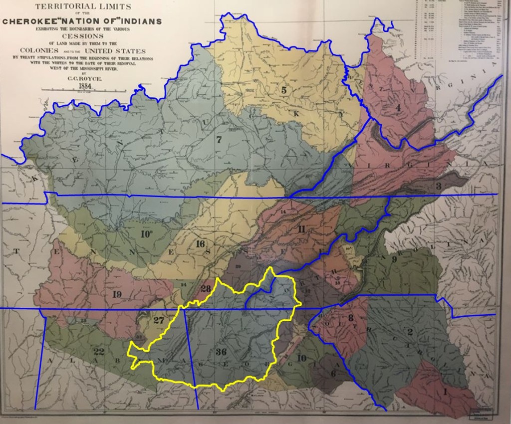 map of Cherokee cessions