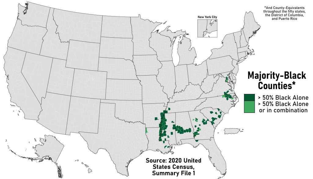 Map of majority-Black counties today.